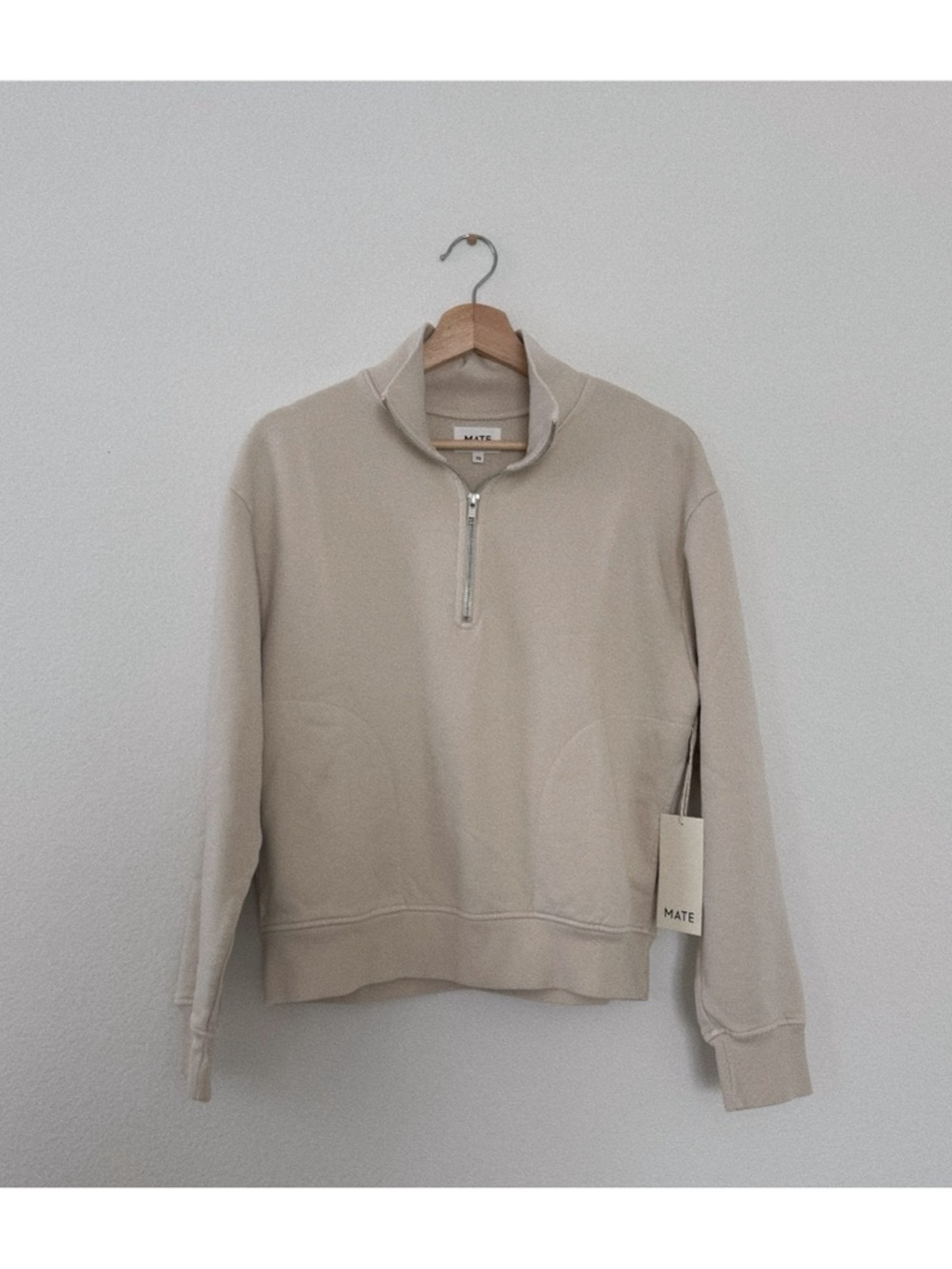 NWT mate the label organic fleece half-zip sweatshirt